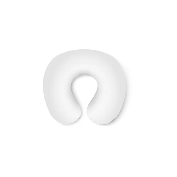 Seyahat beyaz konfor boyun ortopedik yastık vektör 3d beyaz izole. — Stok Vektör