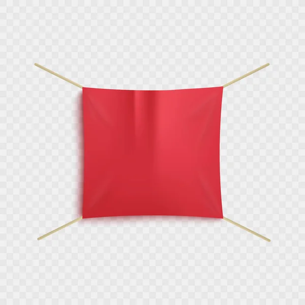 Vide rouge textile publicité vente bannière suspendue toile carré modèle vecteur . — Image vectorielle