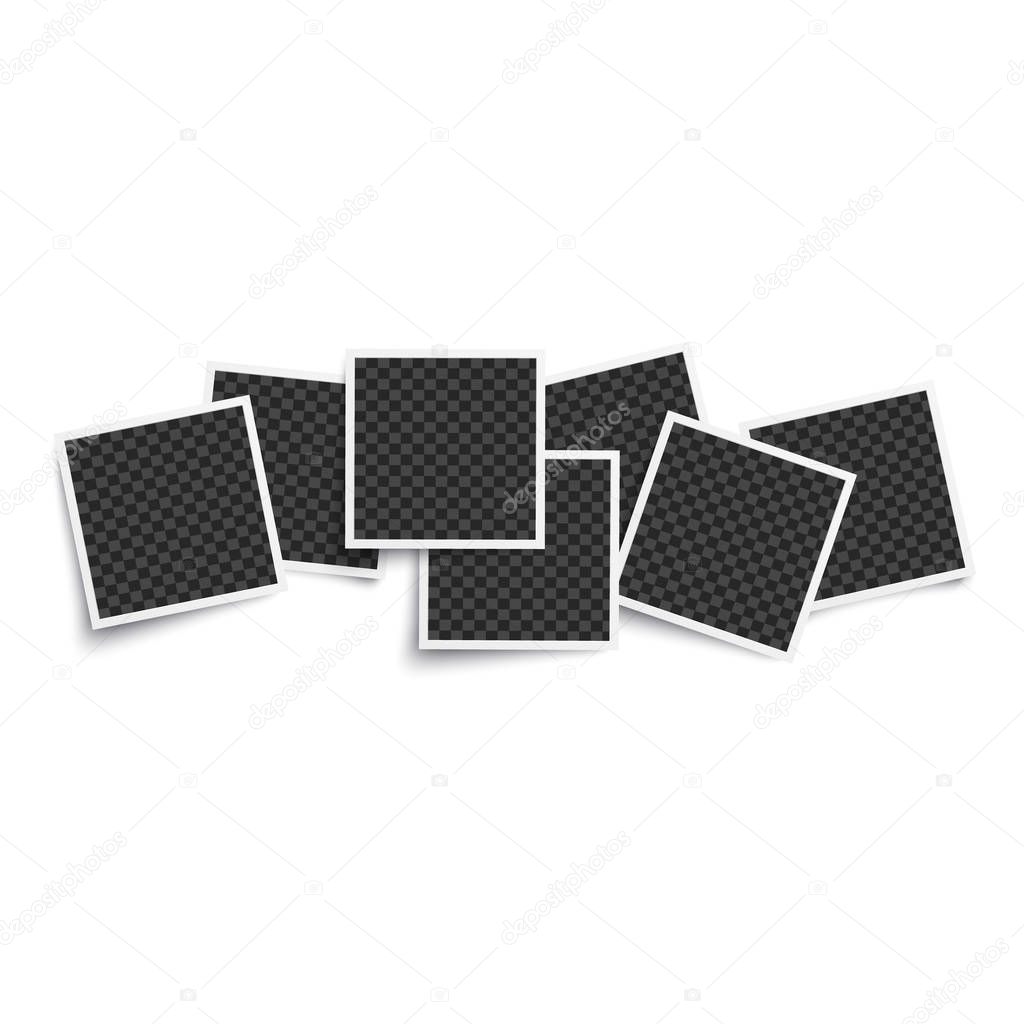 Photo blank square frames mockup 3d realistic vector illustration isolated.