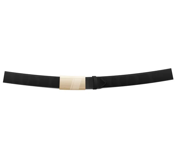金のバックルが付いている現実的な黒い薄い革ベルト. — ストックベクタ