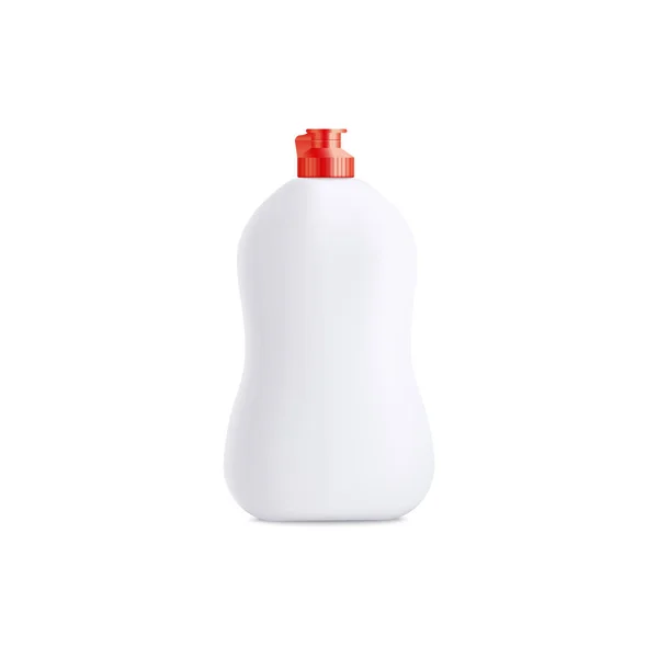 Lave-vaisselle bouteille de liquide réaliste maquette isolé sur fond blanc . — Image vectorielle