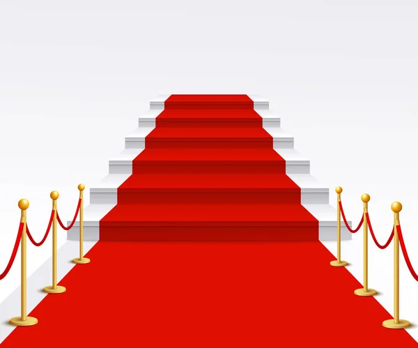 Luxuoso tapete vermelho escadaria fundo, sucesso e fama andar para evento de festa de gala vip — Vetor de Stock