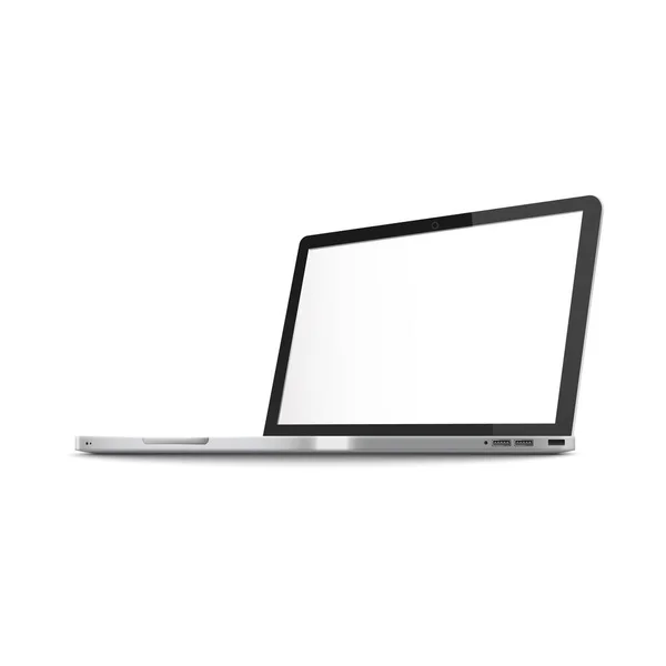 Computadora portátil o portátil en blanco monitor 3d realista mockup vector aislado . — Vector de stock