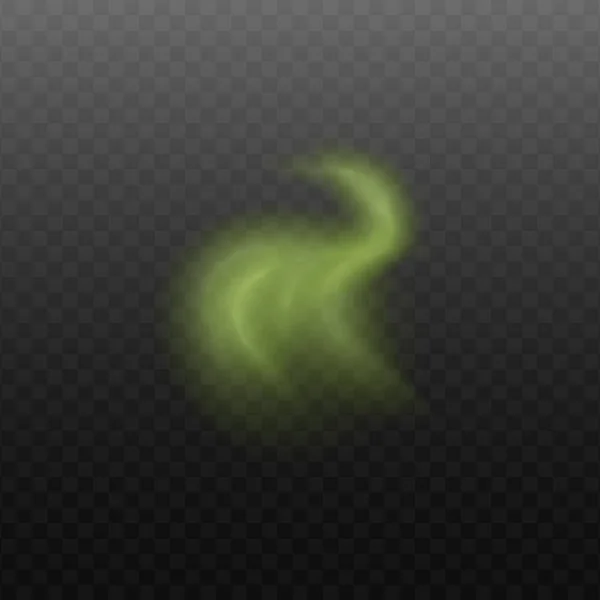 Fumaça ou vapor de vapor de cor verde ilustração vetorial isolado em transparente . — Vetor de Stock