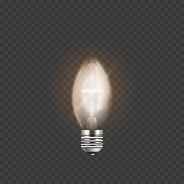 Gloeilamp of elektrisch lampje 3D realistische vector illustratie geïsoleerd. — Stockvector