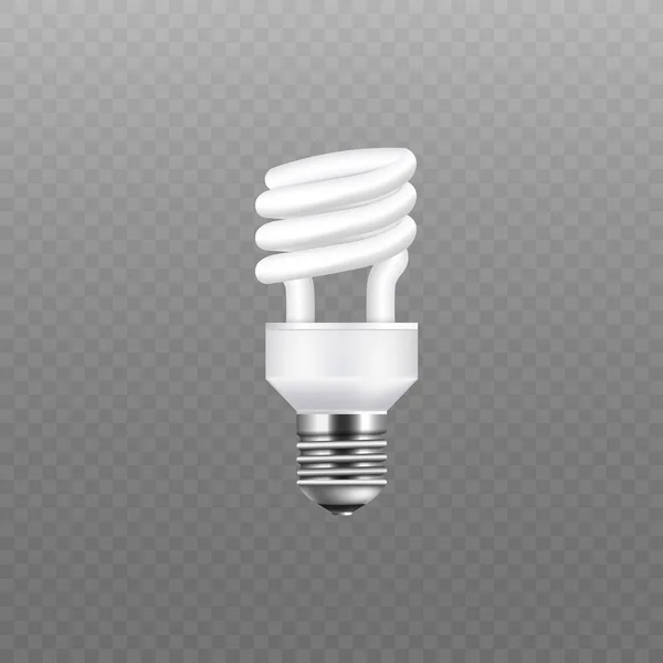 Lampe réaliste à économie d'énergie et ampoule blanche . — Image vectorielle