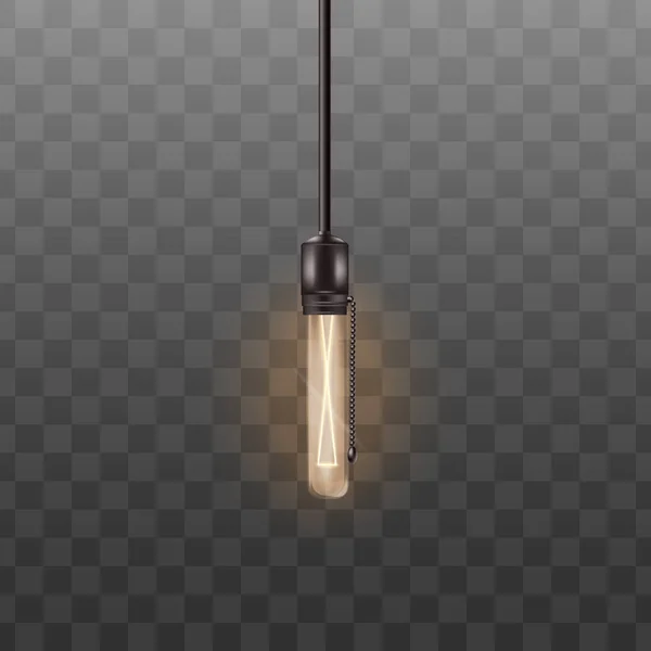 Plafond lamp met lange buis gloeilamp, hipster loft stijl elektriciteit apparaat — Stockvector