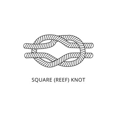 Square reef knot icon - marine nautical rope tie isolated on white background clipart
