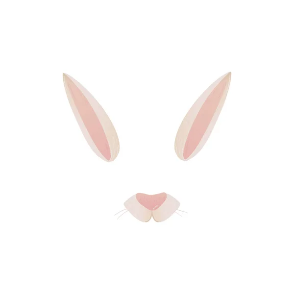 White rabbit ears and nose mask for photo and video effect cartoon style — Stock Vector