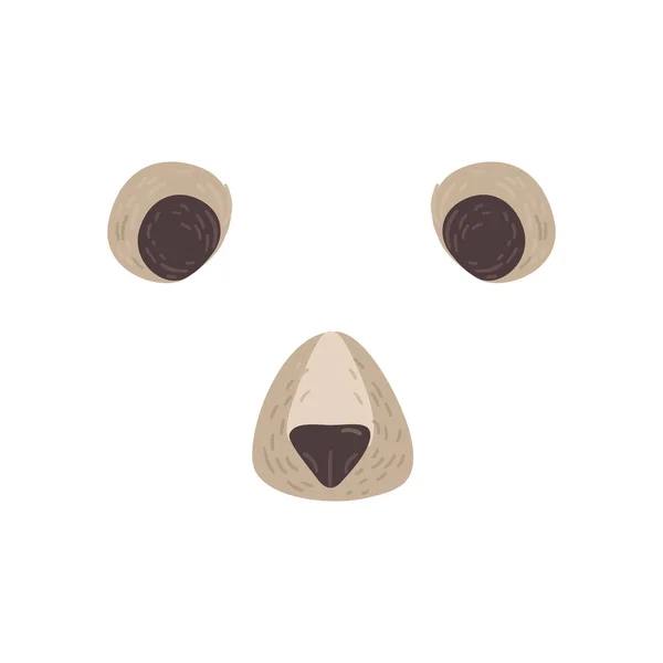 Bärenohren und Nasenmaske für Foto- und Videoeffekt im Cartoon-Stil — Stockvektor