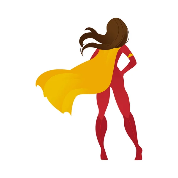 Superheld vrouw of vrouwelijke persoon in een Cape platte vector illustratie geïsoleerd. — Stockvector