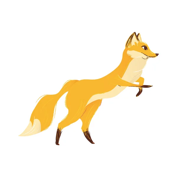 Cartoon forest wild dier de vos in een sprong platte vector illustratie geïsoleerd. — Stockvector
