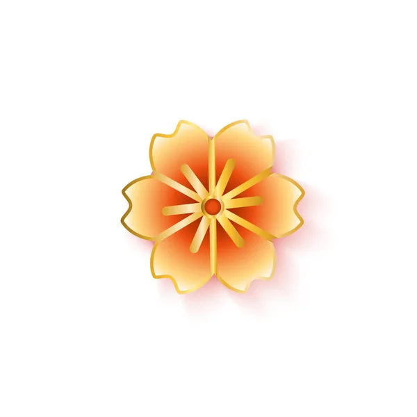 Cherry or citrus flower in Chinese paper style vector illustration isolated. — Stock Vector