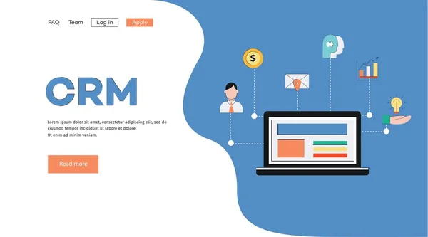 Modèle et fond pour bannière avec concept crm . — Image vectorielle