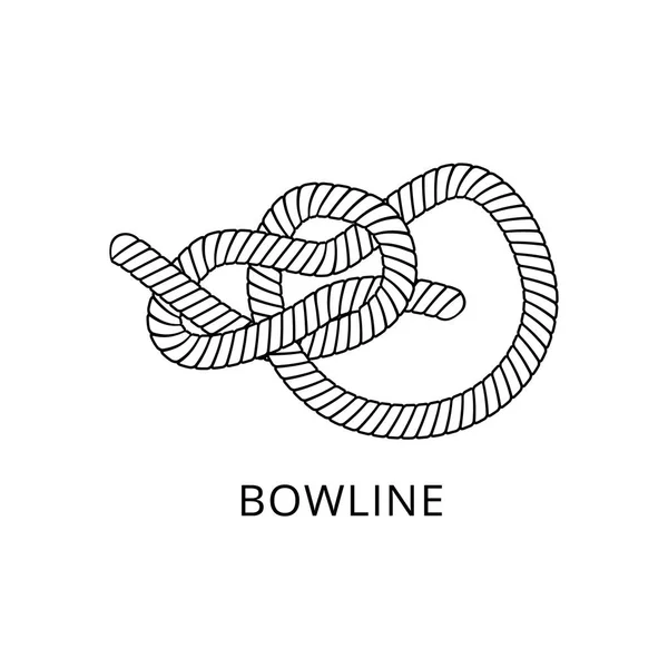 Bowline-Knoten - marine nautische Seilschnur gebunden und zu einer komplexen Schlaufe verdreht — Stockvektor