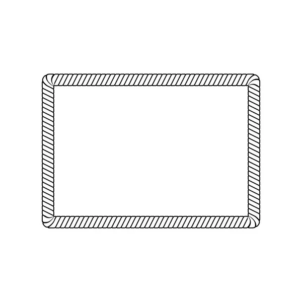 Ορθογώνιο πλαίσιο σχοινιού με στρογγυλεμένες γωνίες σε στυλ σκίτσο περίγραμμα — Διανυσματικό Αρχείο