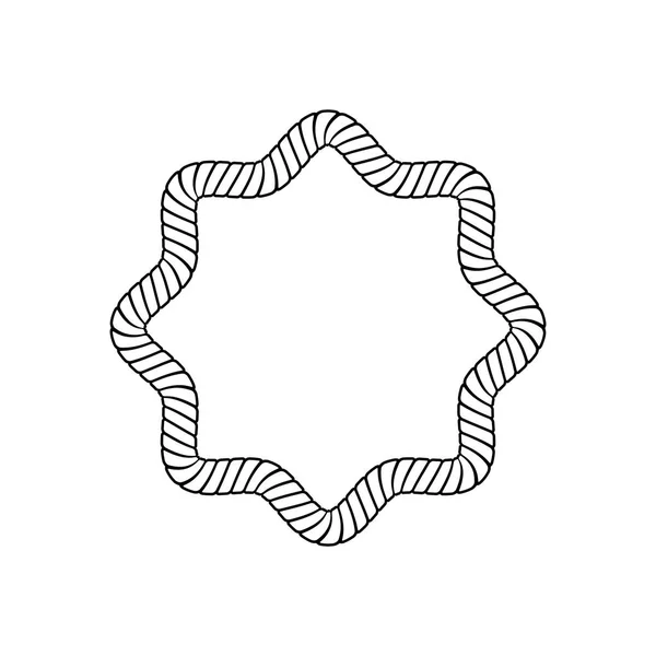 Верёвочная рамка в форме звезды с закругленными углами в стиле эскиза — стоковый вектор
