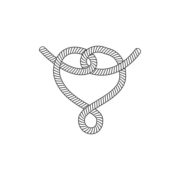 海洋绳索环或结在旋转的心脏形状矢量插图隔离. — 图库矢量图片