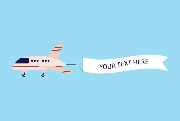 Airplane flying with text template banner — Stock Vector