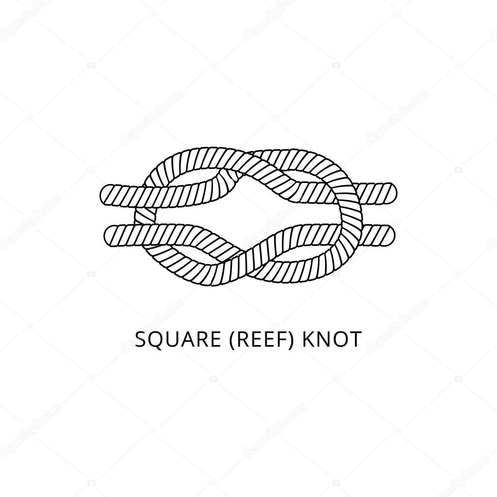 Square reef knot icon - marine nautical rope tie isolated on white background