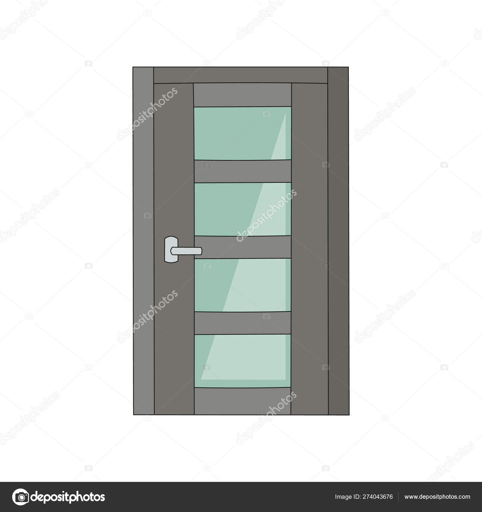 Grey Metal Door With Matte Glass Office Entrance Doorway