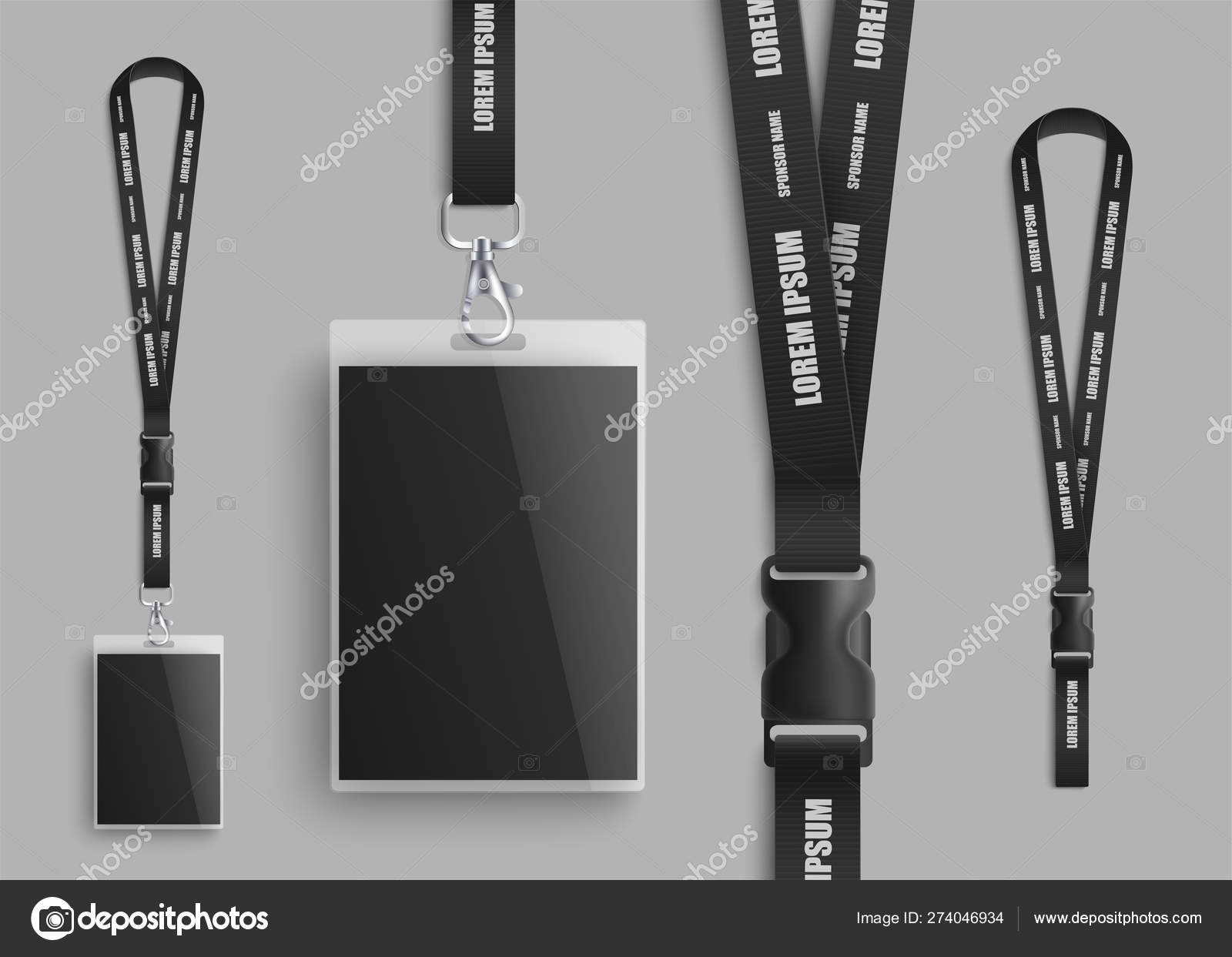 Download Realistic Id Card Mockup With Blank Photo And Name Identification Badge Set Vector Image By C Sabelskaya Vector Stock 274046934