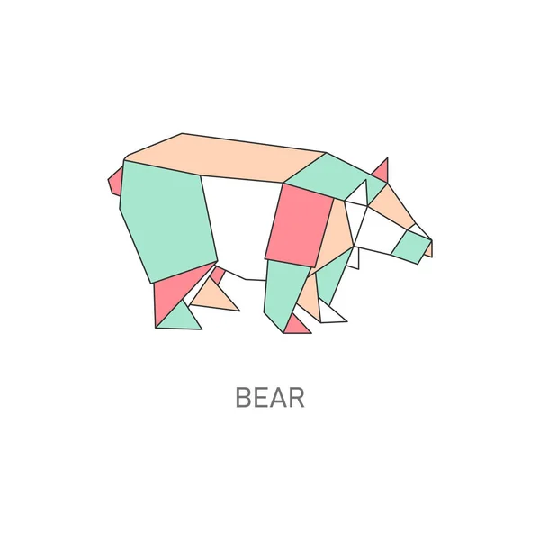 Origami animal de urso em japonês dobrado papel arte vetor ilustração isolado . — Vetor de Stock