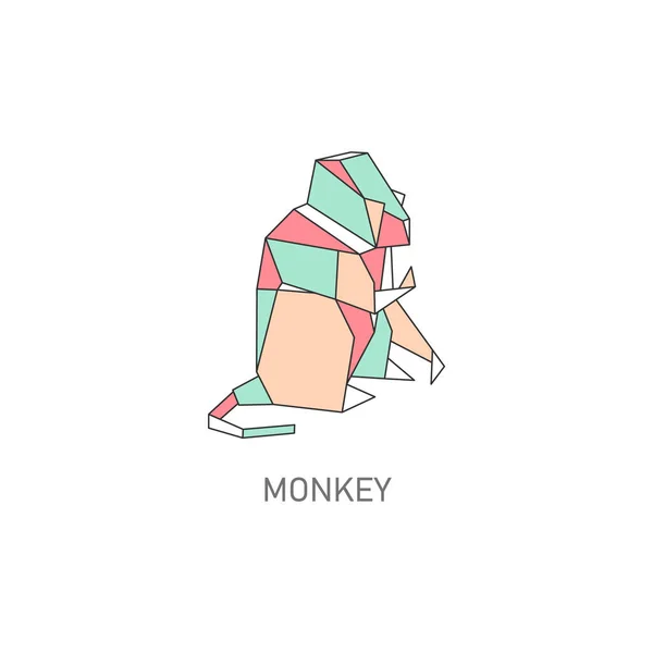 Origami Monkey design geïsoleerd op witte achtergrond — Stockvector