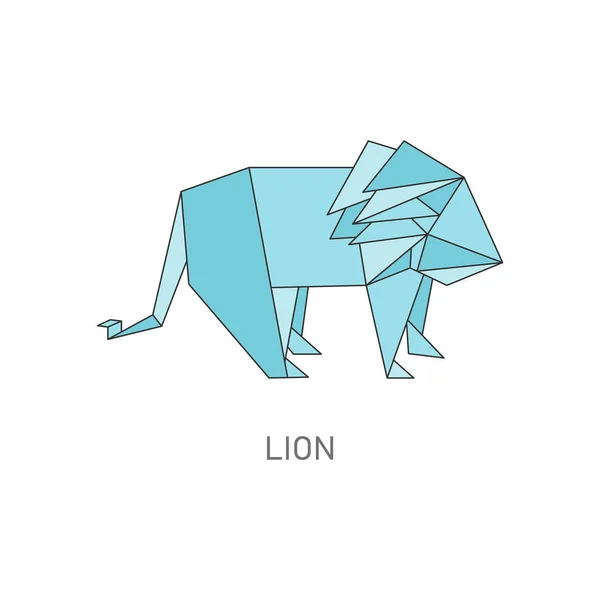 Origami leone isolato su sfondo bianco — Vettoriale Stock
