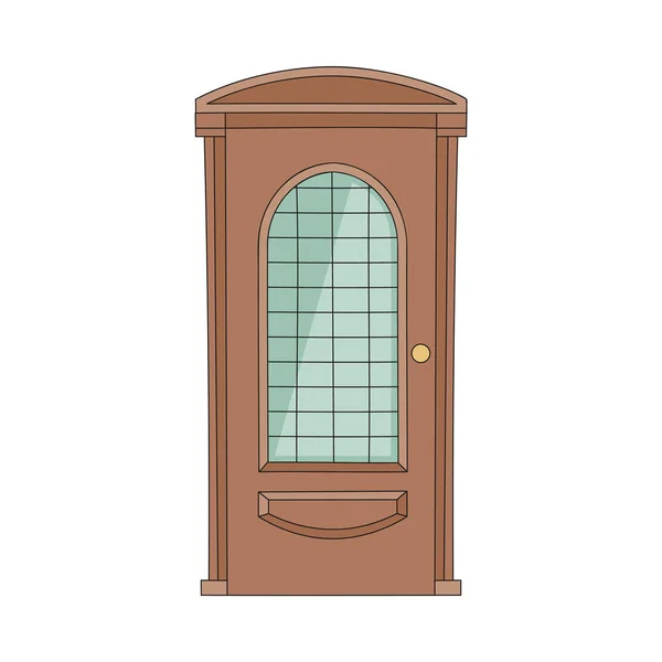 Door to house with glass style vector illustration isolated on white background. — Stock Vector