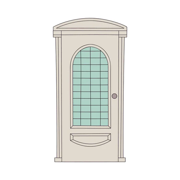 Classic door design with vintage frame, classical architecture wooden house entrance with glass window — Stock Vector