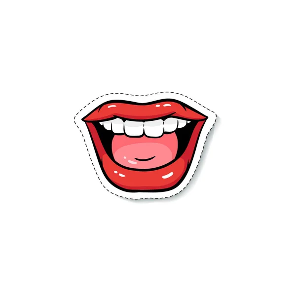 Moda mujeres rojas labios o medio abierto boca vector ilustración aislado . — Vector de stock