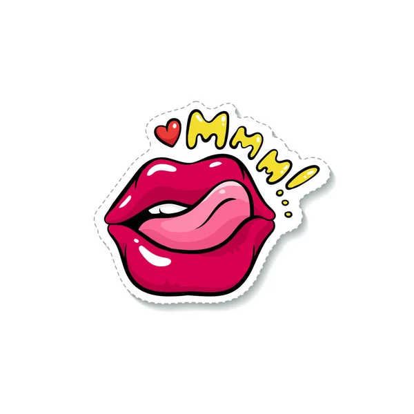 Sexy womans mouth or lips with tongue sticking vector illustration isolated. — Stock Vector