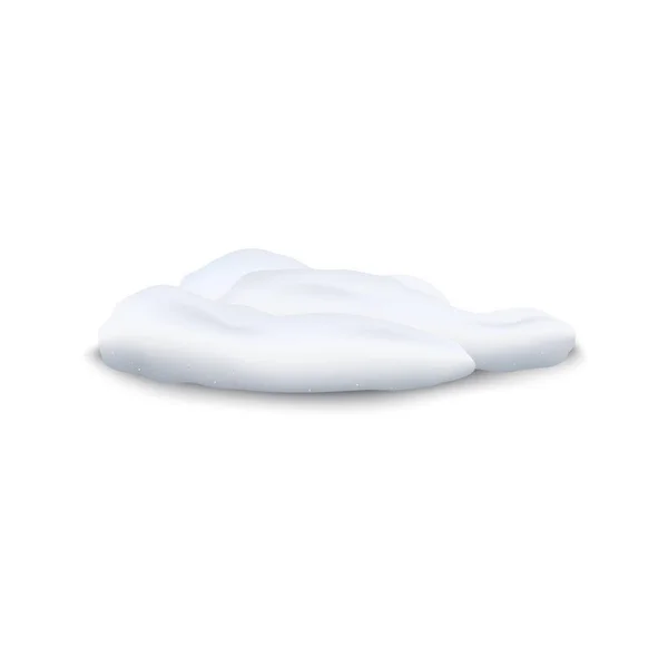 Montón de nieve helada o gorra o nieve blanca deriva en estilo realista — Vector de stock