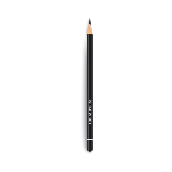 Attrappe der Draufsicht ein schwarzer Bleistift aufrecht liegend realistischen Stil — Stockvektor