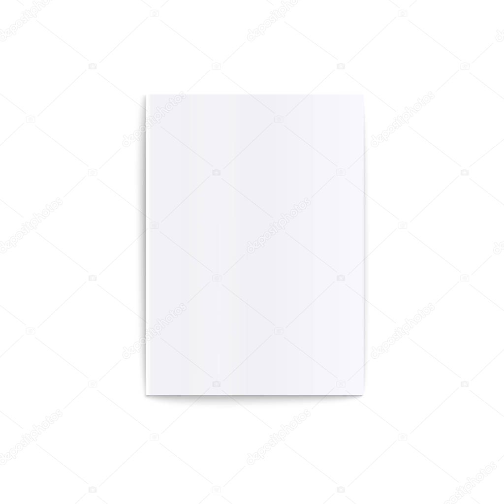 Mockup of top view lying blank closed white soft cover magazine realistic style