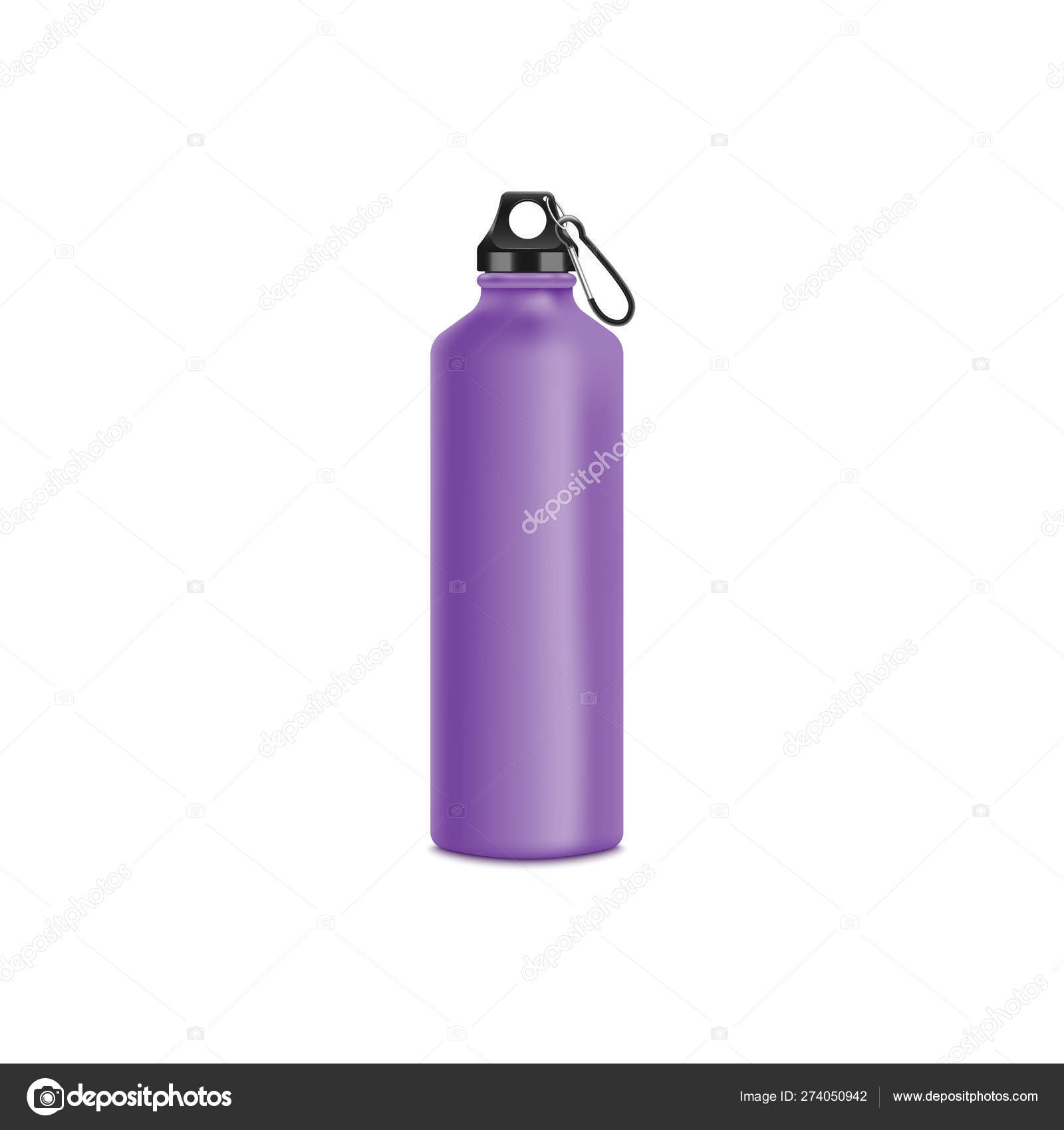 Mockup Of Blank Purple Aluminum Sport Bottle With Fastening Clip Realistic Style Vector Image By C Sabelskaya Vector Stock 274050942
