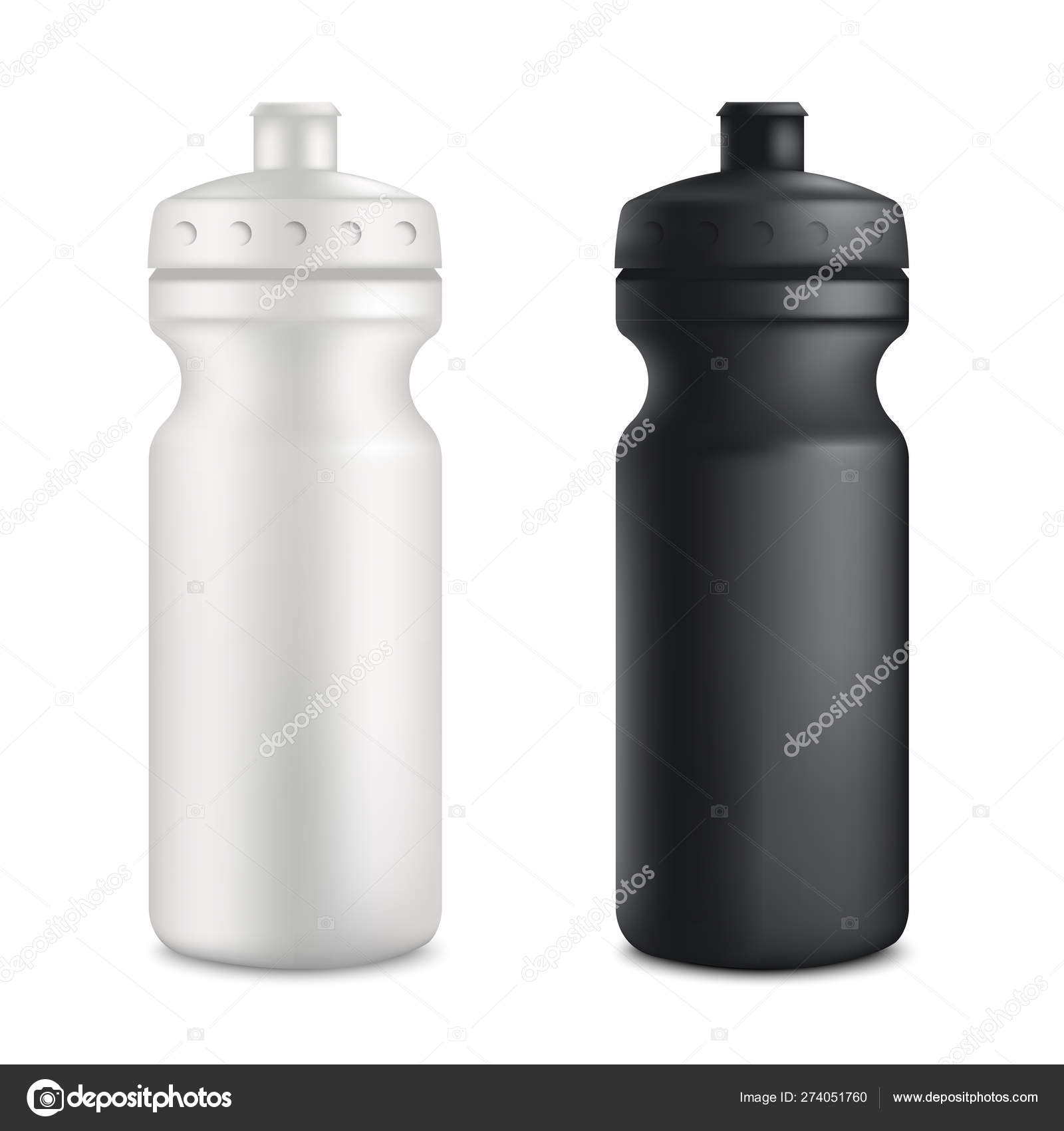 Download Mockup Set Of Two Plastic Blank Sport Bottles Realistic Style Vector Image By C Sabelskaya Vector Stock 274051760