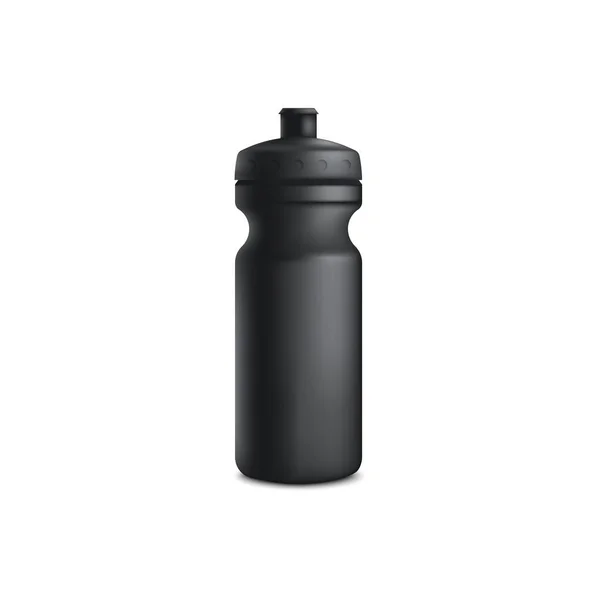 Mockup of black plastic blank sport bottle realistic style — Stock Vector