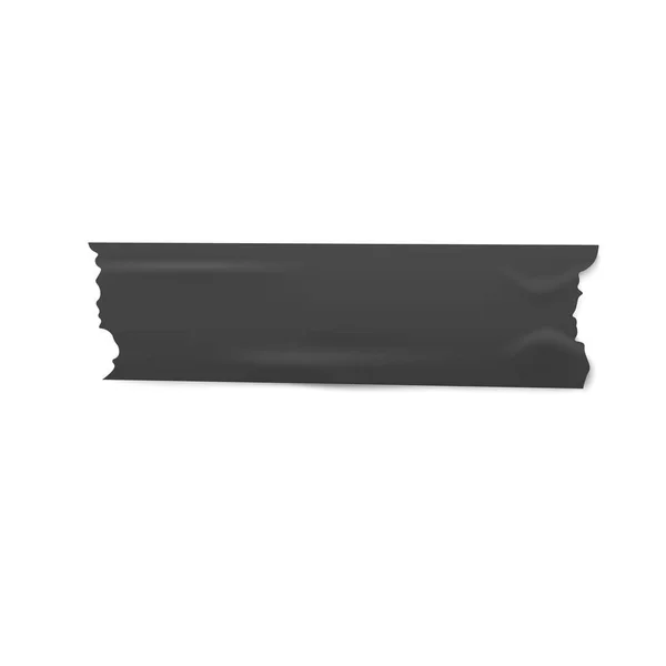 Salah satu potong perekat hitam atau selotip dengan tepi robek gaya realistis - Stok Vektor