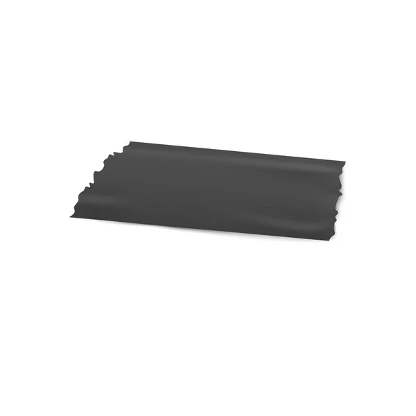 Stück schwarzer Klebeband-Aufkleber mit gerissenen Kanten - Vektorillustration — Stockvektor