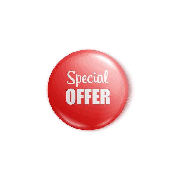 Pin de botón redondo rojo para promoción de venta de oferta especial — Vector de stock