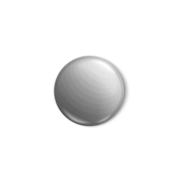 Pin botón gris claro aislado sobre fondo blanco — Vector de stock