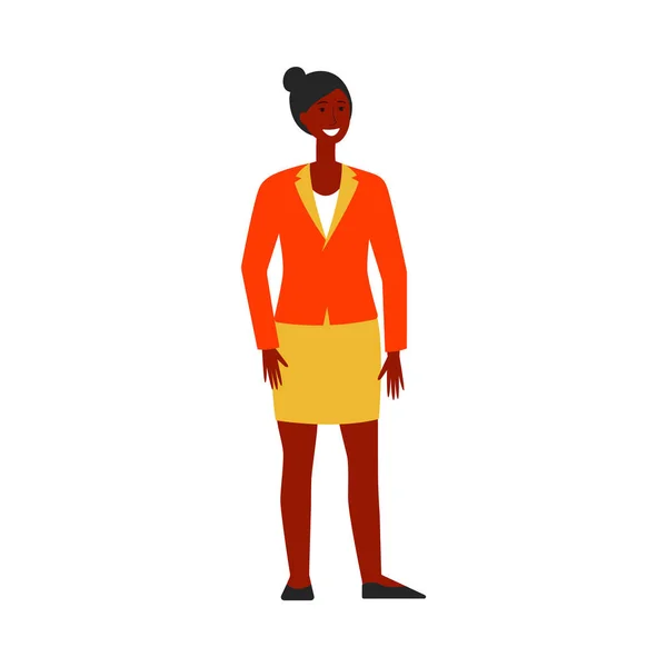 Negro chica o mujer el candidato o empleado plana vector ilustración aislado . — Vector de stock