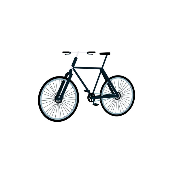 Black urben bike from side view, urban transportation icon in flat cartoon style — Stock Vector