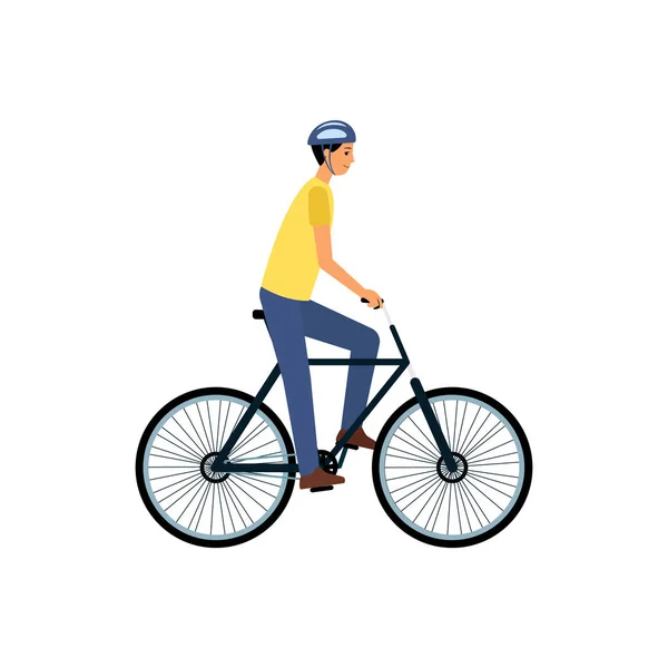 Uomo in bicicletta in una corsa in bicicletta vettore piatto Illustrazione isolato . — Vettoriale Stock