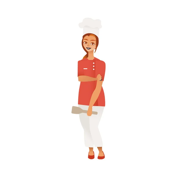 Γυναίκα σε ένα μάγειρα σεφ ομοιόμορφη ως σύμβολο της ποικιλομορφίας εικόνα διάνυσμα απομονωμένη. — Διανυσματικό Αρχείο