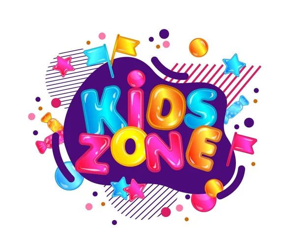 Bannière pour enfants zone de jeu avec éclaboussures et étoiles illustration vectorielle isolé . — Image vectorielle