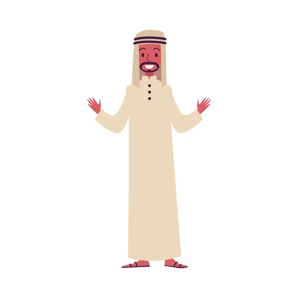 Arabische of moslim man in de traditionele kleren platte vector illustratie geïsoleerd. — Stockvector