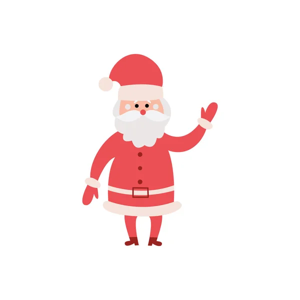 Weihnachten Weihnachtsmann Charakter in rotem Kostüm flache Vektor Illustration isoliert. — Stockvektor